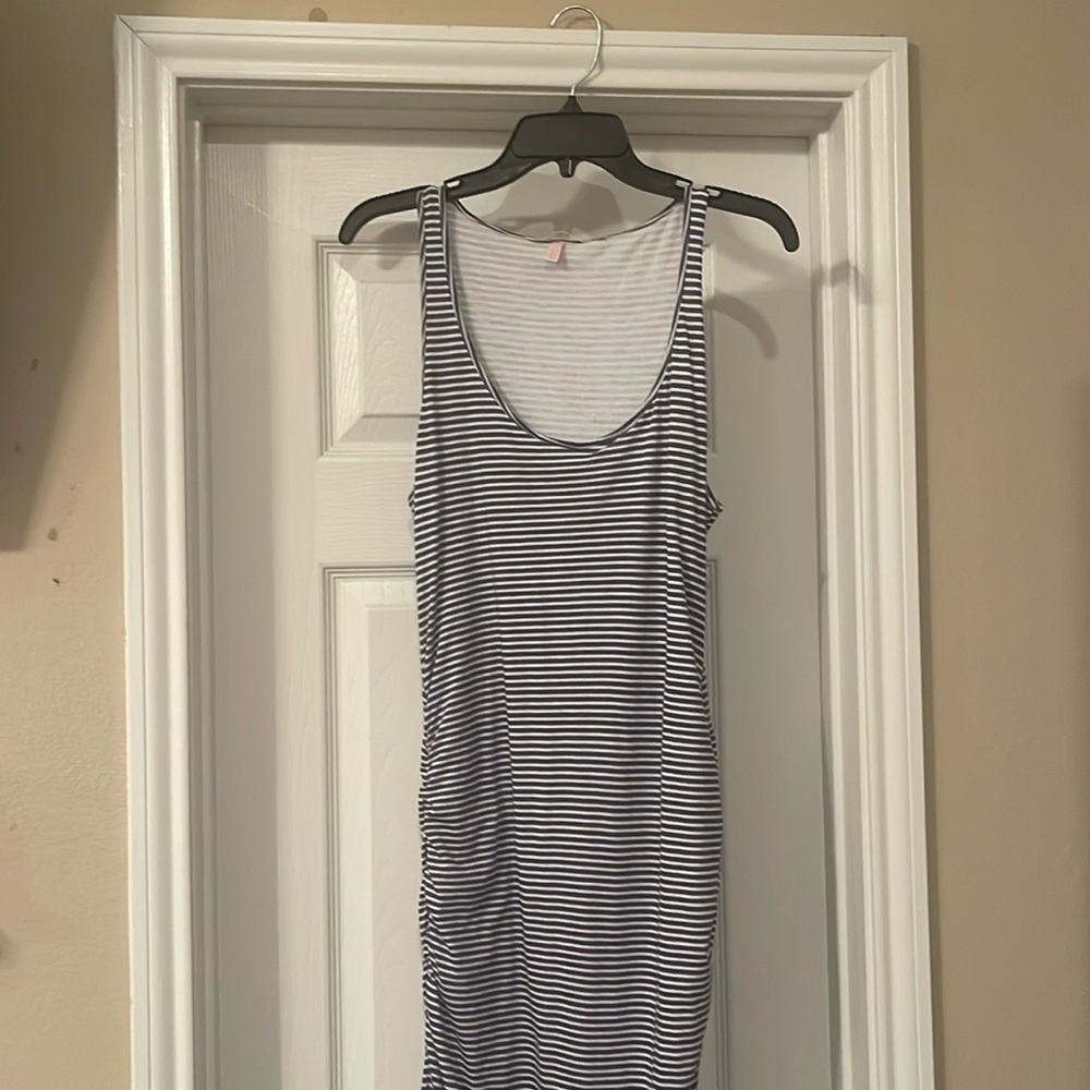 Victoria’s Secret Blue Striped Maxi Dress Ruched Hips